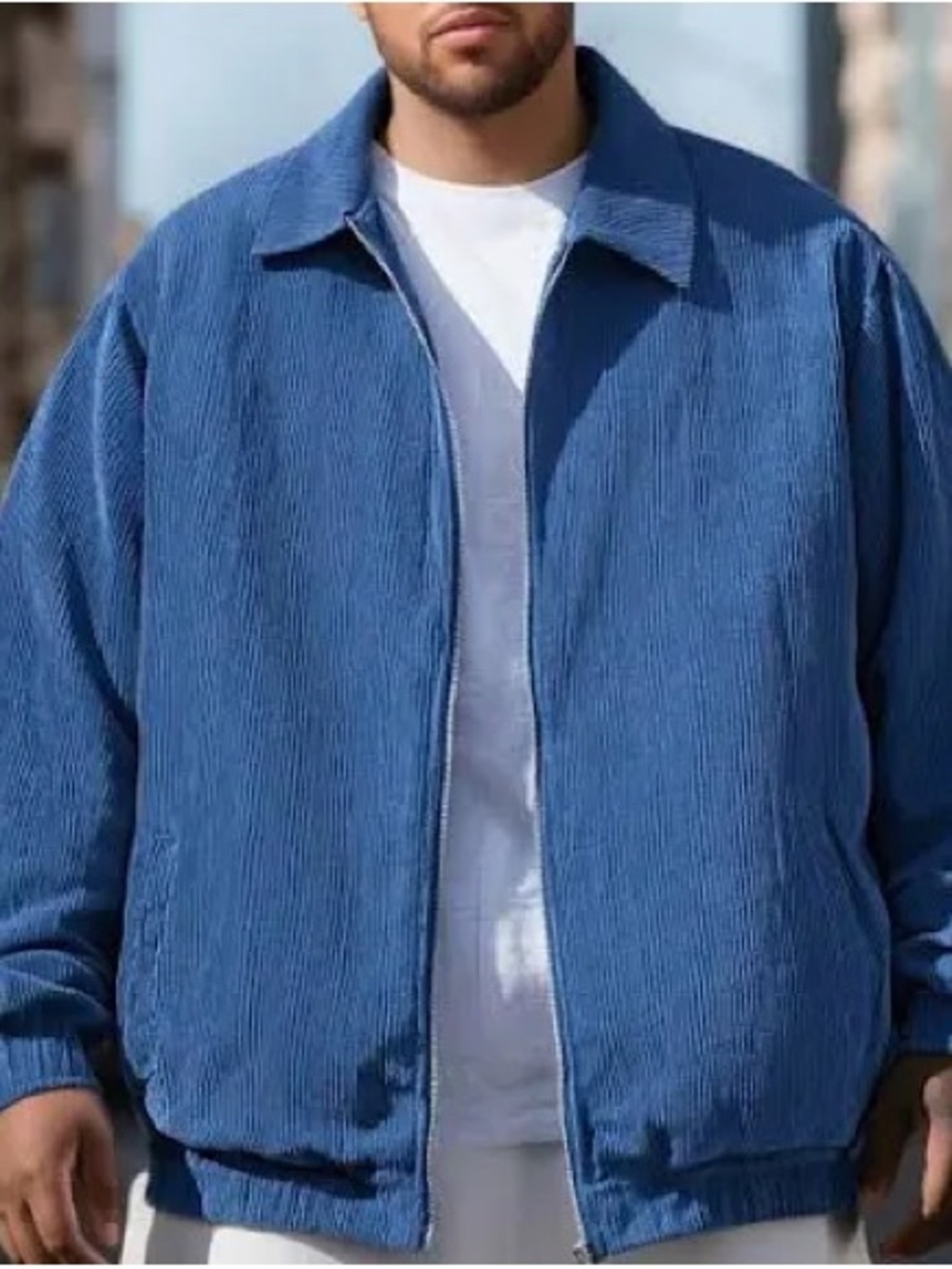 Urban Outfitters Blue Corduroy Lightweight Zip Jacket